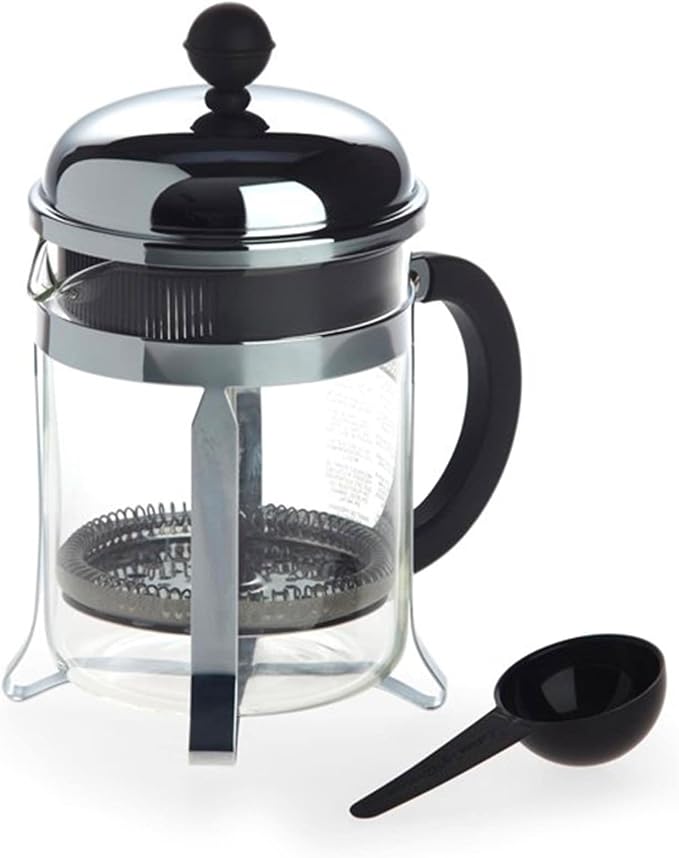 Bodum 17oz Chambord French Press Coffee Maker, High-Heat Borosilicate Glass, Polished Stainless Steel – Made in Portugal