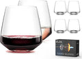 OJA Wine Glasses Set, Crystal Stemless Red Wine Glass, Set of 6, 13.5 oz | Dishwasher Safe, Red White Wine glass, Hand Blown, Unique Gifts for Him Her for Birthday, Wedding, Christmas, Anniversary