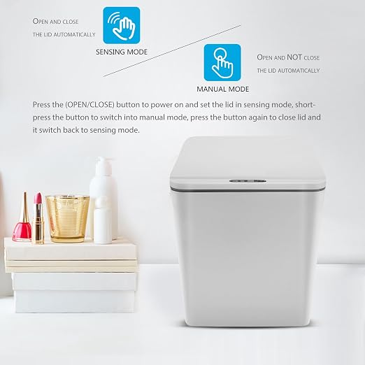 Automatic Small Countertop Trash Can with Lid, 1.5 Gal/6L Toucheless Mini Waste Bin for Office Desk/Bedside Table/Coffee Bar -Batteries, Grey