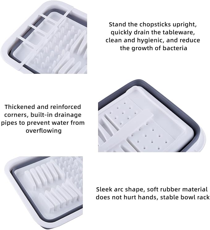 THANSTAR Collapsible Dish Drainer Portable Dinnerware Drainer Organizer for Kitchen RV Campers Travel Trailer Space Saving Kitchen Storage Tray