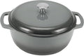 Amazon Basics Enameled Cast Iron Dutch Oven Pot with Lid, Round, Dual Handles, Heavy-Duty, Oven Safe for Stews, Roasting, Baking,6-Quart, Gray