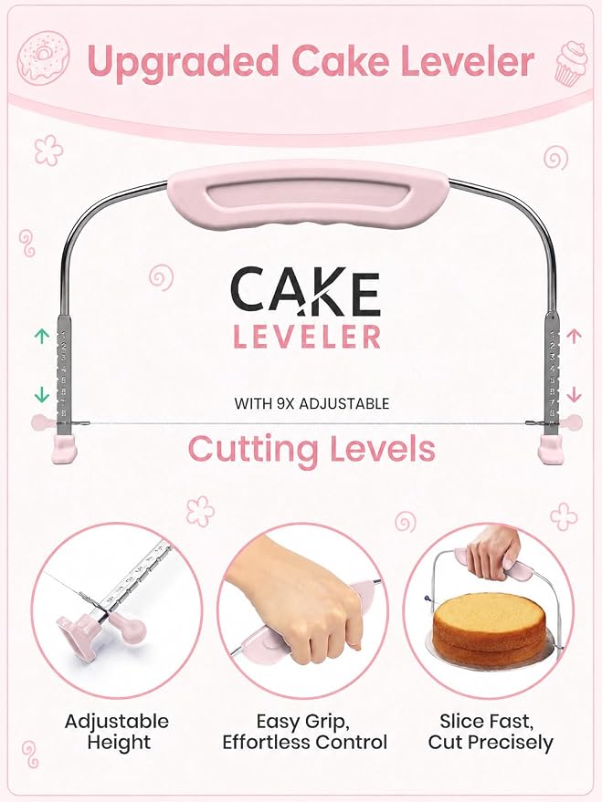 RFAQK 90PCs Cake Decorating Kit with Leveler, Baking Supplies Gift Includes Cake Stand Turntable, 24 Numbered Icing Tips, 55+1 Piping Bags, 2 Frosting Spatulas, 6 Scrappers, Video Course & Booklet