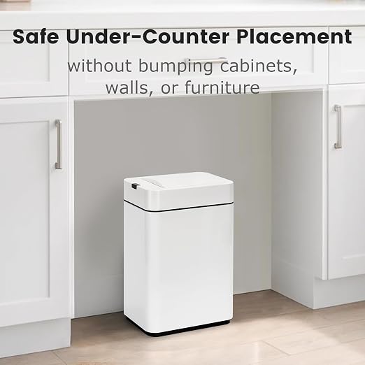 SYNCVIBE Slim Bathroom Trash Can, 2.6 Gallon, Butterfly Sensor Lid, White | Stainless Steel Garbage Can, Automatic Trash Bin, IPX5 Waterproof Wastebasket for Under Counter and Small Spaces