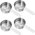 4 Pcs 1/3 Cup Scoop, (80ml, 3oz) Stainless Steel Measuring Cups | 1/3 Cup Measuring Cup Dog Food Scoop Metal Coffee Scoop for Wet and Dry Ingredients, Cooking, Baking, Dishwasher Safe