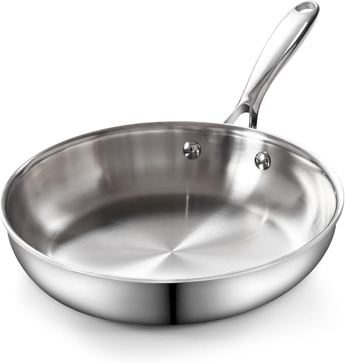 Cooks Standard Multi-Ply Clad 12-Inch Stainless Steel Frying Pan, Everyday Wok Stir Fry Pan Kitchen Skillet, Stay-Cool Handle, Induction Compatible Cookware, Dishwasher Oven Safe