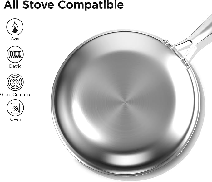 COOKER KING 11" Hybrid Wok Pan with Lid, Nonstick Deep Skillet for Stir-Fry | Non-Toxic Coating, Dishwasher & Oven Safe, Induction Ready, Stay-Cool Handle, 3-Ply Stainless Steel Clad for Fast Heat