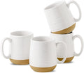 HASENSE Coffee Mugs Set of 4, 15oz Ceramic Coffee Cups with Handle, Two-Tone Design for Cappuccino Latte Tea, Large Microwave Dishwasher SafeMug Set, Housewarming Gift, Creamy White