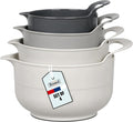 BoxedHome 4 Pack Nesting Mixing Bowl with Pour Spout and Handle, BPA free Microwave & Dishwasher Safe(Grey, 4 Pack with Handle)