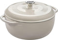 Lodge Essential Enamel Cast Iron Dutch Oven 6 Quarts - Perfect for Bread Baking, Braising, Marinating & Slow Cooking, Features Moisture-Sealing Lid & Dual Handles, Kitchen Essentials, Oyster White