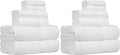 Amazon Basics 6-Piece Oversized Highly Absorbent Fade-Resistant Towel Set, 100% Cotton Towels for Bathroom, Soft, 2 Bath Towels, 2 Hand Towels, 2 Washcloths, White (Pack of 2)