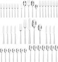 Silverware Set with Serving Utensils, 45-Piece Forged Flatware Set Cutlery Set Premium Stainless Steel, Service for 8, for Kitchen, Home, Wedding, Party, Mirror Polished and Dishwasher Safe