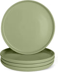 Amazon Basics Glazed Stoneware Dinner Plates, Ceramic 4-Piece Set, Microwave, Dishwasher and Freezer-Safe, 10.5 in., Olive