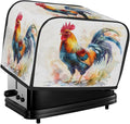 2 Slice Toaster Cover Watercolor Animal Rooster Toaster Covers Two Slice Wide Slot Waterproof and Dustproof Covers for Wide Slot Toasters and Small Appliances Kitchen Decor Gifts