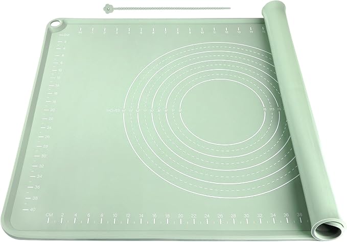 Extra Large Silicone Baking Mat for Countertops, Extra Thick 28" x 20" Non-Slip Pastry Mat with Raised Edges and Measurements, Food-Grade Dough Rolling Sheet for Kneading, Pizza, Bread,Fondant