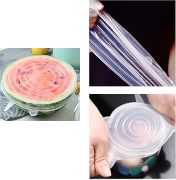 Silicone Food Storage Lids Set, Pink, 6 Sizes from 2.36 to 7.68 Inches, Reusable Stretch Container Covers, Airtight Bowl Covers (green)