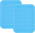 Silicone Trivet Mat for Dish Hot Pads for Counter Top,Pan and Pot Heat Resistant Workshop, 2 Pack,Size:9x12 Inches, Color: Blue, Shape:Rectangular