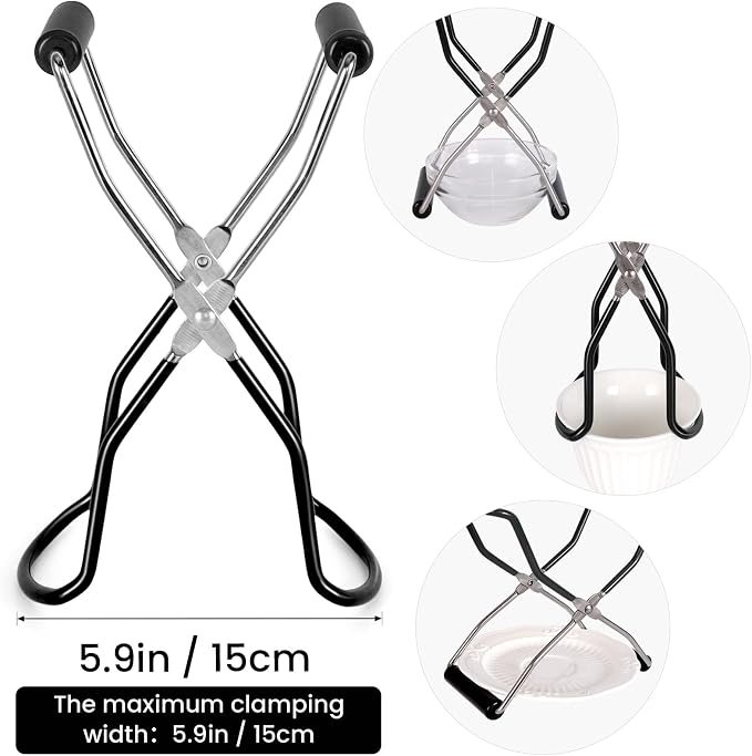 Canning Jar Lifter Tongs, Stainless Steel Jar Lifter with Rubber Grips, Canning Tools, Canning Supplies for Home Kitchen, Black