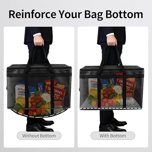Bodaon Thermal Insulated Food Delivery Bag with Hard Bottom, 3XL, Black 1PK | Heavy Duty Catering Cooler Bag for Hot and Cold Meals, Ideal for Commercial Pizza Transport/Grocery/Restaurants/Events/Picnic
