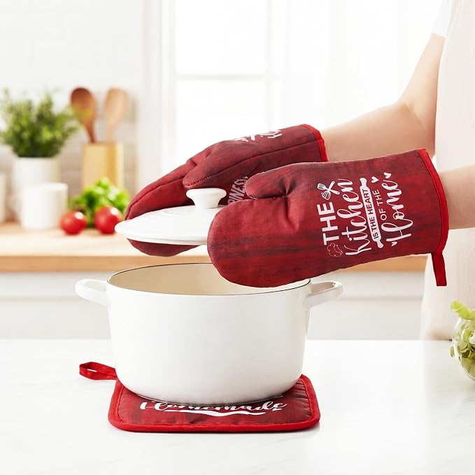 Leinuosen 8 Pcs Kitchen Towels and Oven Mitts Sets Pot Holders Dishcloths Set Kitchen Decorative Accessories Absorbent Potholders Heat Resistant for Chef Baking Cooking