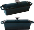 Crucible Cookware Enameled Cast Iron Bread Pan with Lid - Dark Teal Blue - Oven Safe Form for Baking and Cooking - Loaf Pan