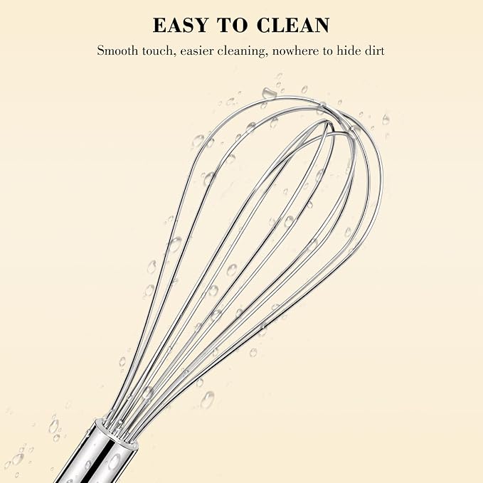 NileHome Stainless Steel Whisk Set 8" 10" 12" Kitchen Whisk Balloon Whisk Kitchen Wisk Wire Whisks for Cooking, Whisking, Blending, Beating, Stirring-3 Pack…