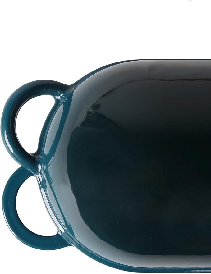 Crucible Cookware Enameled Cast Iron Bread Pan Dutch oven with Lid and Loop Handles - Dark Teal Blue – Oven Safe Form for Baking and Cooking, Artisan Bread Kit - Loaf Pan
