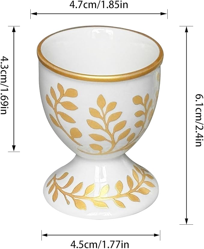 Cinf Ceramic Egg Cups, Set of 2, Champagne Gold Boiled Egg Holders | Set of 2 ceramic egg cups, elegant champagne gold stable base, easy to clean, ideal for boiled eggs and breakfast serving