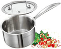 DELARLO Full-body Clad Tri-Ply Stainless Steel 2.5 Quart Saucepan with Lid | Stainless Steel Pot Induction Cooking Sauce Pot Pan, Heavy Duty Saucier Cookware, PFOA&PTFE Free