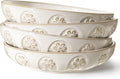 Pasta Bowls, 50oz Large Salad Serving Bowls, 9.75'' Plates Bowls Set of 4, Big White Ceramic Soup Bowls for Kitchen, Embossment Shallow Dinner Bowl, Microwave Dishwasher Safe, Pinwheel Flower