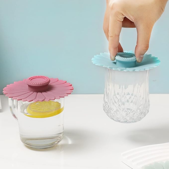 Sunflower Silicone Cup Covers (Set of 3),Multicolored Silicone Lids | Mug Covers for Mugs, Cups, Tea Pots,Flexible Mug Covers，Hot Cup Lids for Coffee & Tea