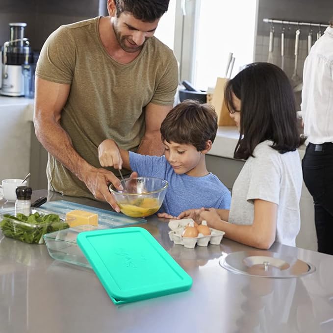 Sophico 6 Cup Rectangle Silicone Airtight Replacement Lid for Pyrex 7211-PC | Food Grade Silicone, Leakproof、Airtight Lids, Dishwasher Microwave Safe(2 pack)