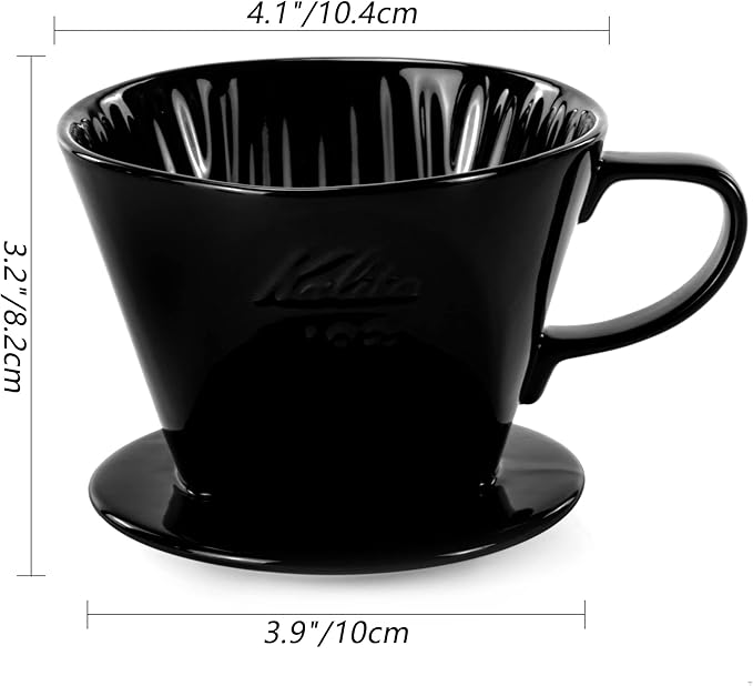 Pour Over Ceramic, Coffee Dripper Ceramic Coffee Maker,Black | 3 Holes Flat Bottom, Porcelain Slow Filter Cone for Travel, Camping, Office, Home, Coffee Maker Brew
