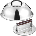 HULISEN 12-Inch Melting Dome for Griddle & 8.5-Inch Burger Press Set | Stainless Steel, Covers Multiple Patties, Melts Cheese, Comfortable Grip, Griddle Accessories Kit for Flat Top Grill Cooking