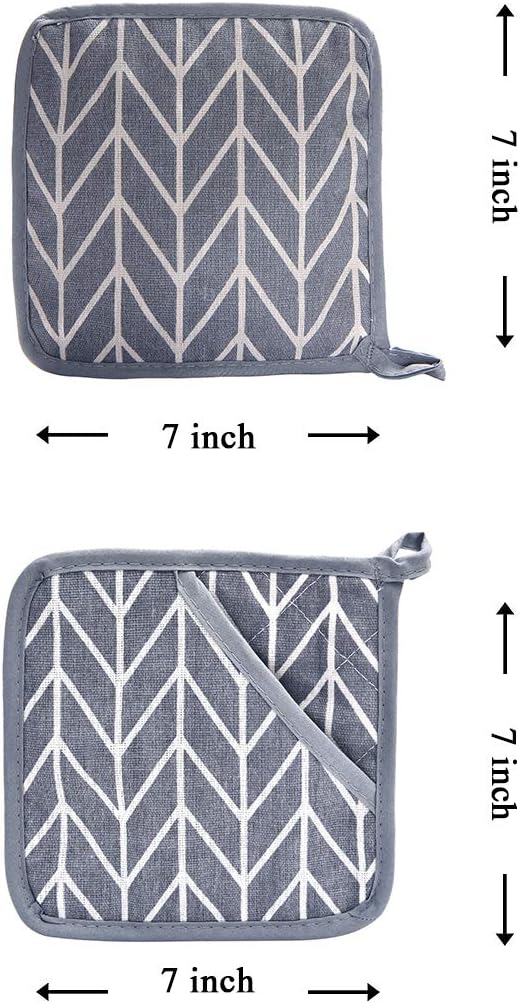 WinChange Oven Mitts and Potholders BBQ Gloves-Oven Mitts and Pot Holders Sets with Recycled Cotton Infill Silicone Non-Slip Cooking Gloves for Cooking Baking Grilling (4-Piece Set,Grey)