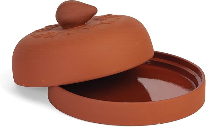 Fox Run Garlic Baker, 7-Inch, Terra Cotta | Oven, Microwave & Convection Oven Compatible | Dish & Lid For Roasting Bulbs of Garlic | Cute Terracotta Oven Garlic Baker