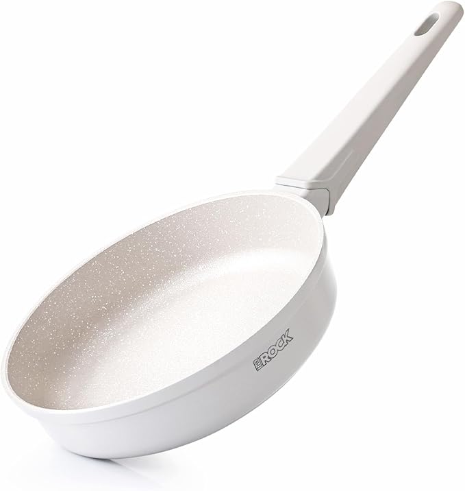 THE ROCK SOHO 8-Inch Ceramic Non Stick Frying Pan – Nothing Sticks, Never Warps, Lasts Longer, Non Toxic Skillet with Heat-Resistant Handle, PTFE PFOA & PFAS Free, Oven & Dishwasher Safe, Cream
