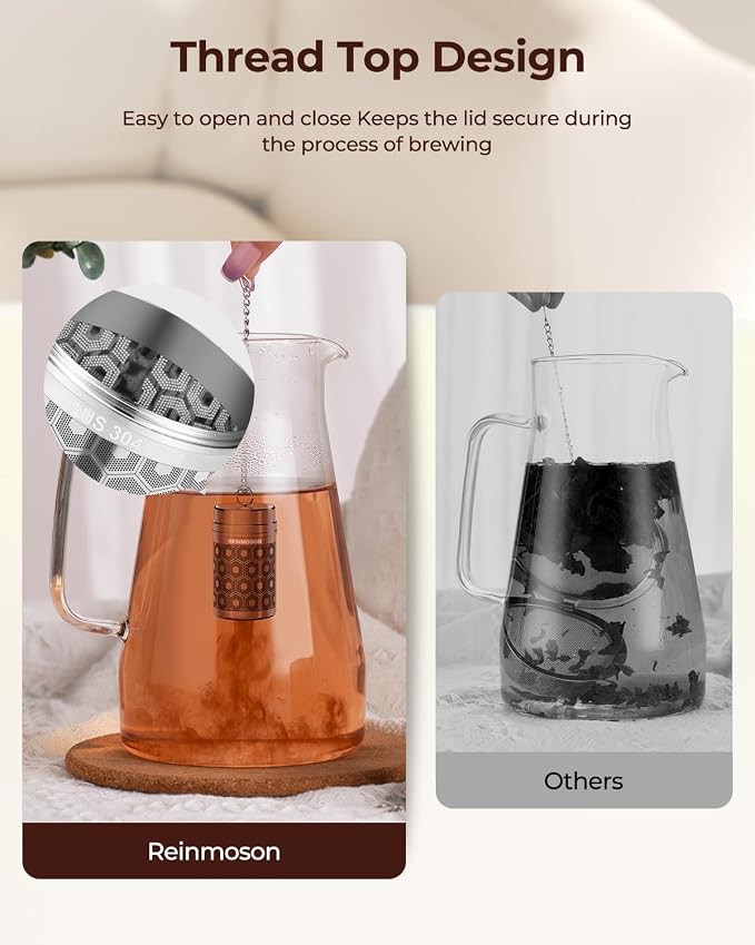 Mini Tea Strainer for Loose Tea Fine Mesh Tea Infuser 1.2”x2.2” | 304 Stainless Steel Tea Ball for Loose Leaf Tea, Updated Slim Threaded Lid, Tea Steeper for Cup, Mug, Teapot, Kettle, Bottle