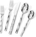 40 Piece 18/10 Silverware Set, Stainless Steel Flatware Cutlery set for 8 | KINGSTONE Luxury Silverware with Diamond Cut Pattern, Mirror Polished Utensils for Kitchen, Wedding, Party, Dishwasher Safe