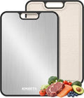 Titanium Cutting Board for Kitchen, Double Sided 2-in-1 Chopping Board with Grinding Area, Food Grade Non Toxic Metal Cutting Board for Meat & Veggies, Easy to Clean, Large Size 16"11" | Double Sided 2-in-1, Grinding Area, Food Grade Non Toxic Metal, F...
