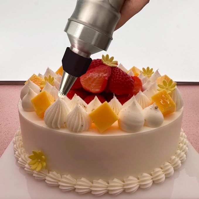 Dessert Decorating Piping Syringe Set Cake Decorating Tool | Cookie Gun Press, 6 Piping Icing Nozzles, For Baking, Cupcake, Deviled Eggs, Icing Decoration Gun, Frosting Piping Kit
