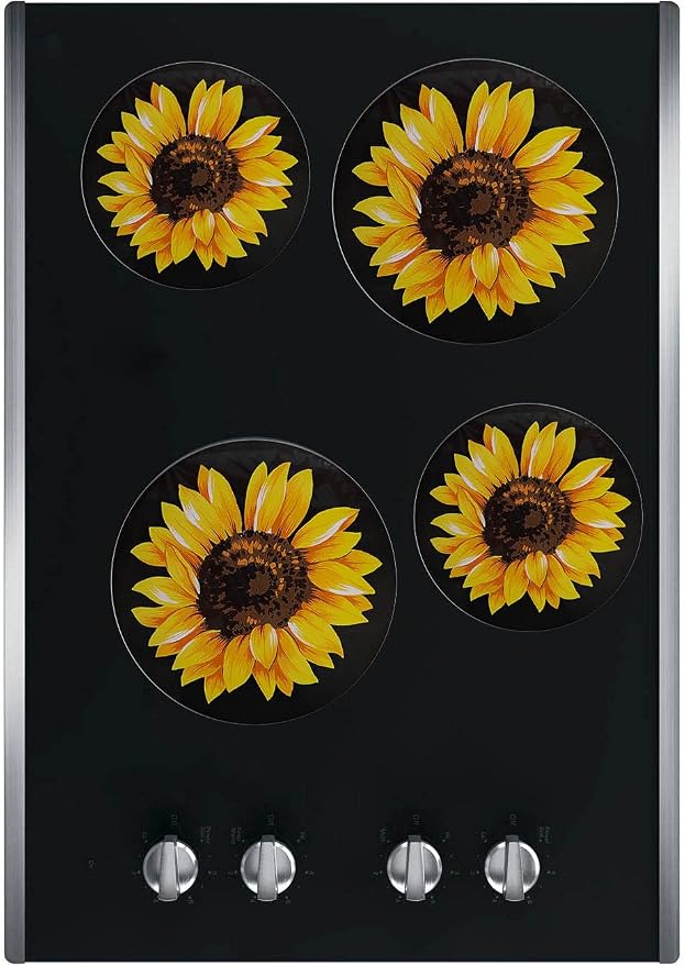 Kerixi Electric Stove Burner Covers Range Top For Expanding Counter Space Stovetop Decor (Sunflower)