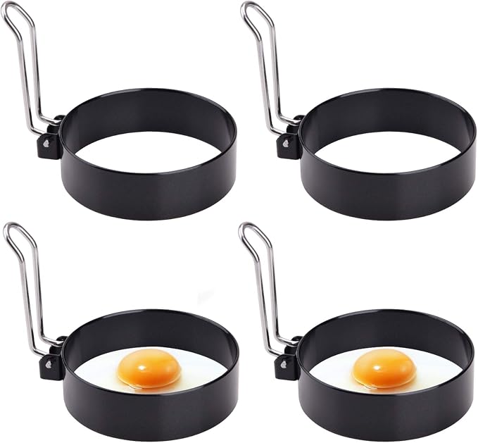 Egg Ring, 4 PCS Round Pancake Mold, Stainless Steel | Professional Pancake Mold, Egg Cooker Rings for Cooking, Non Stick Round Egg Ring Mold for Fried Egg Pancakes Sandwiches