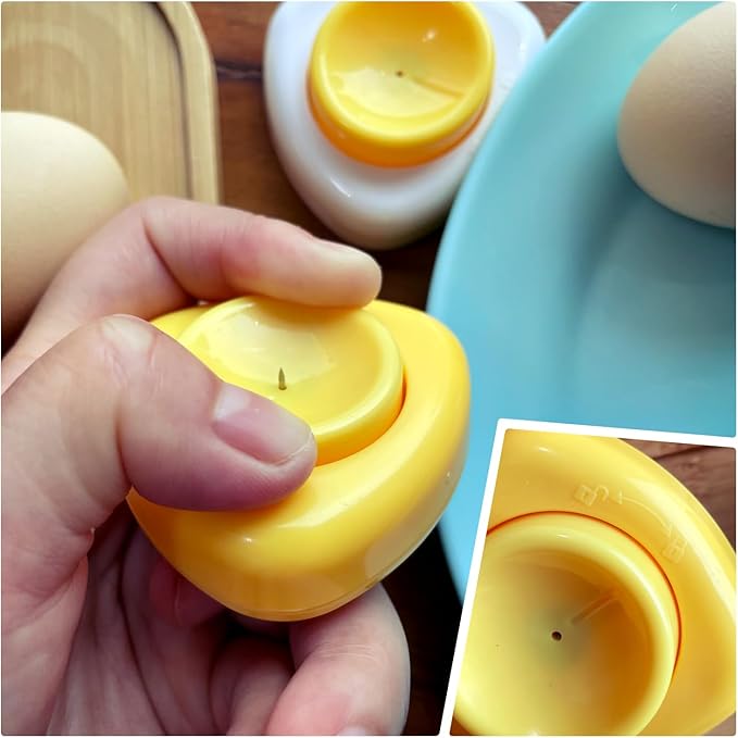 Jawbush Magnetic Egg Piercer for Hard Boiled Eggs - BPA-Free Plastic Egg Hole Puncher with Safety Lock - Prevent Shell Cracking & Easy Peeling Gadget for Meal Prep, Keto & Bento Box