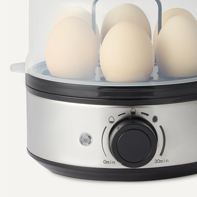 Amazon Basics Electric Egg Cooker for Hard-Boiled Eggs with Auto Shutoff, Dishwasher-Safe Parts, 7-Egg Capacity, BPA Free, Black