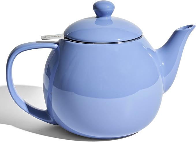 Sweese Porcelain Teapot 27 oz with Infuser for Loose Leaf Tea, Dusty Blue