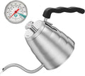 Coffee Gator Gooseneck Kettle with Thermometer - 40oz | Stainless Steel Pour Over Maker, Stove Top, w/Precision Drip Spout, for Drip Coffee, French Press, Tea Kettle , 5 Cup, 1.2L