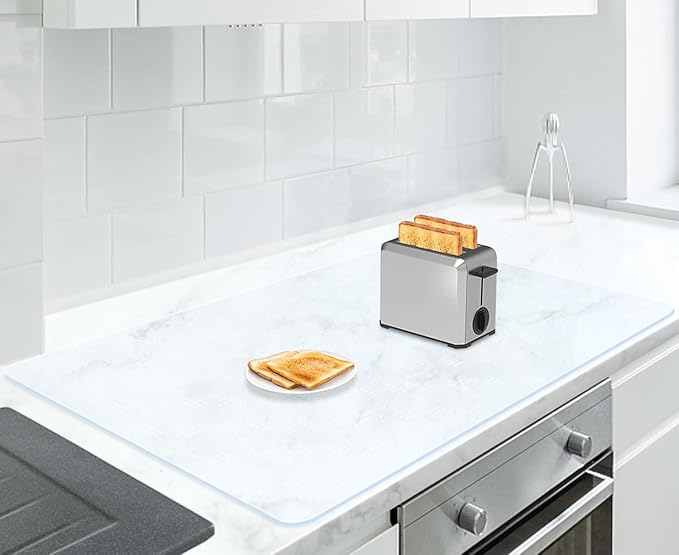 Silicone Mat for Kitchen Counter, 35.3" x 23.5" x 0.08", Clear | Extra Large, Heat Resistant, Waterproof, Nonslip, Multipurpose Countertop Protector, Shipped Rolled Up