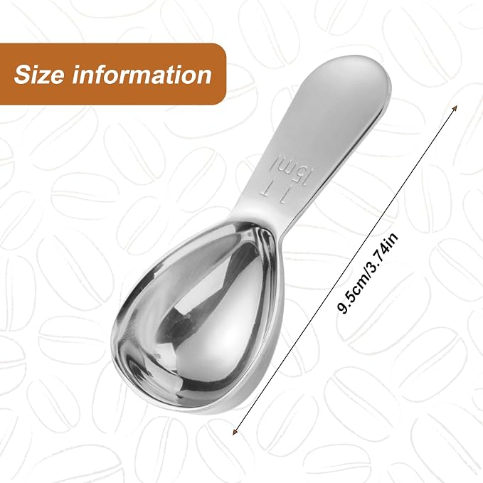 3 Pack 15ml (1 Tablespoon) 304 Stainless Steel Coffee Scoop, Short Handle Measuring Spoon for Ground Coffee/Beans, Fits in Canisters (3)