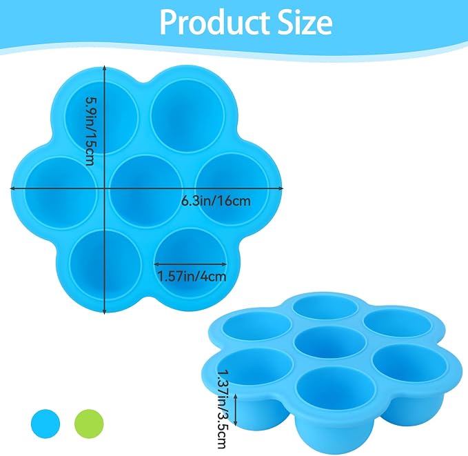 2 Pack Silicone Egg Bite Molds, Reusable Egg Bites Silicone Mold with Lid Fit Instant Pot 5,6,8 qt Pressure Cooker & Air Fryer, Alternative to Sous Vide Bite Maker for Cooking Food Freezer Storage