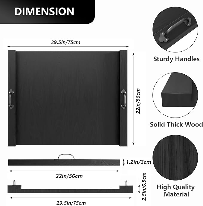 Noodle Board Stove Cover with Handle Wooden Stove Top Cover Board 29.5x22" for Electric Gas Stove Burner, Glass Range Stovetop Cover